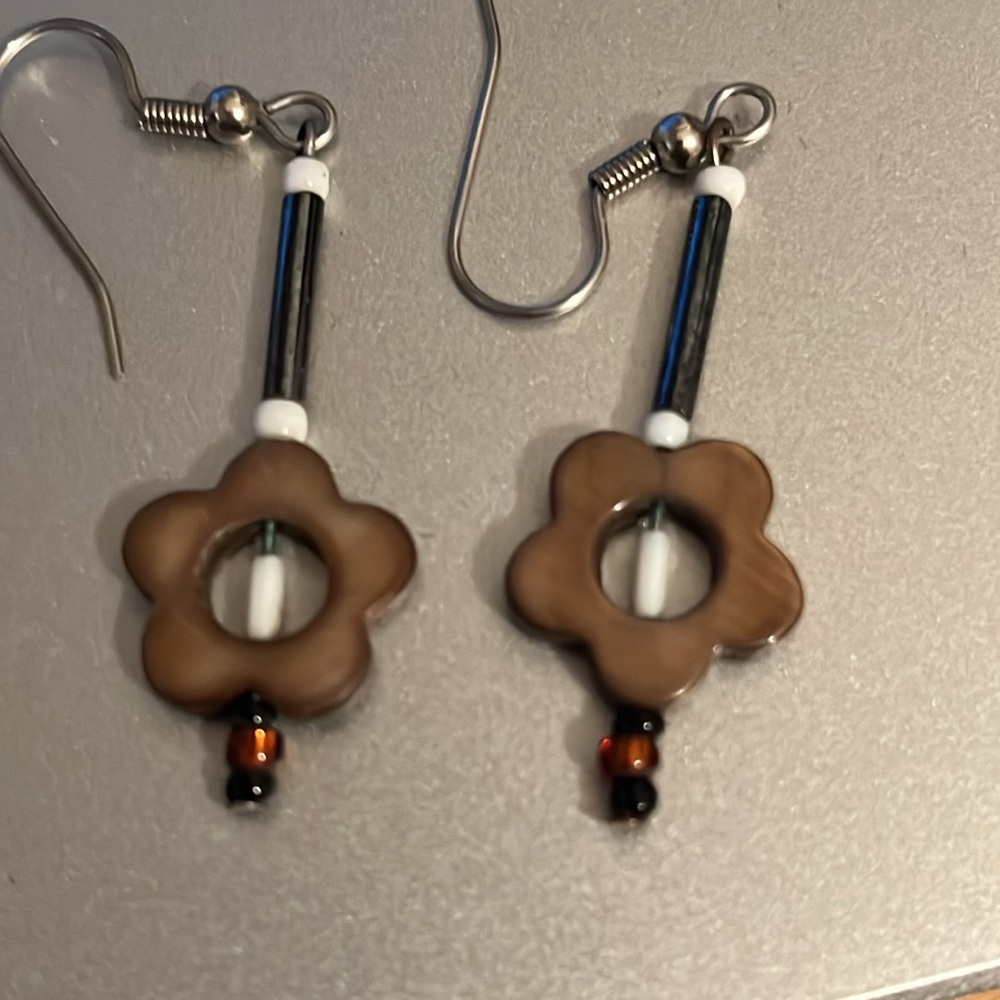 Hand crafted dangle earrings, pierced